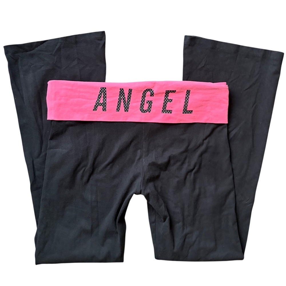 RARE Polka Dot Victorias Secret Angel Flare Yoga Pants Foldover Mcbling L/G
